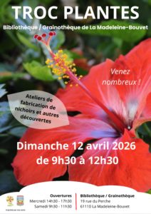 Troc plantes à la Bibliothèque / Grainothèque de La Madeleine-Bouvet @ Bibliothèque - grainothèque